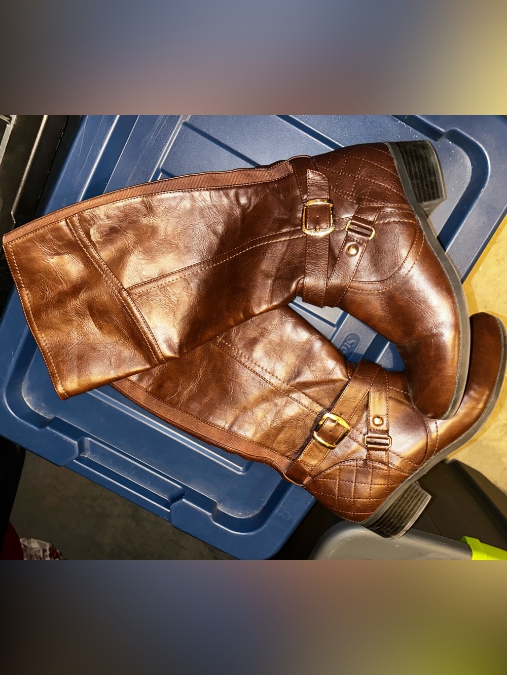 Brown Women's Mid-Calf Buckle Riding Boots